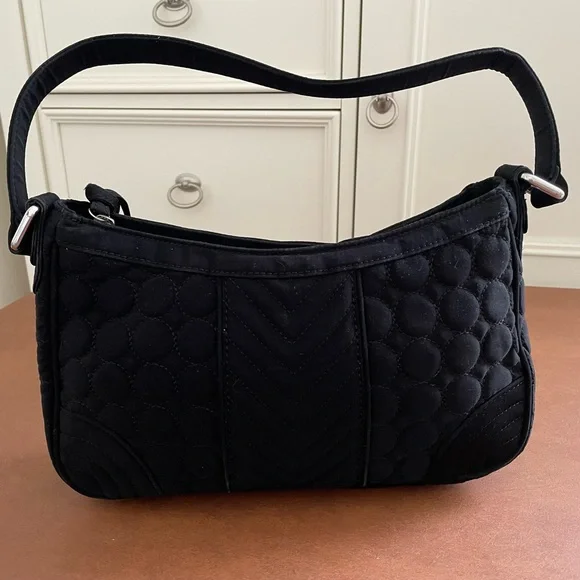 Vera Bradley EUC zip top shoulder hobo bag in quilted black - Picture 5 of 14